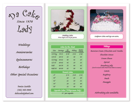 Brochure and price list for Da Cake Lady
